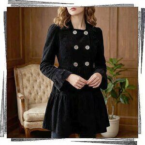 Vintage Black Corduroy "Lending Library" Tiered Frilly Jacket (4) by Idra